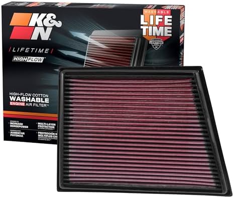 K&N High-Flow Original Lifetime Engine Air Filter: Increase Power: Premium, Washable: Compatible with 2014-2024 BMW: (See Product Description for Select Models) 33-3025