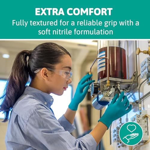 TouchNTuff 92-600 Nitrile Gloves - Disposable, Chemical Splash Resistant, Size Large.