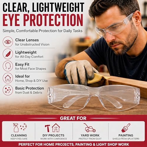 BISON LIFE Clear Safety Glasses for Men & Women, ANSI Z87.1 Certified,12Pk
