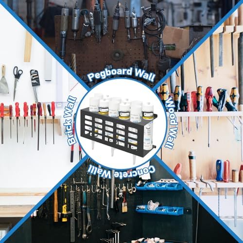 Metal Wall Mount Caulk Tube Holder Rack, Black