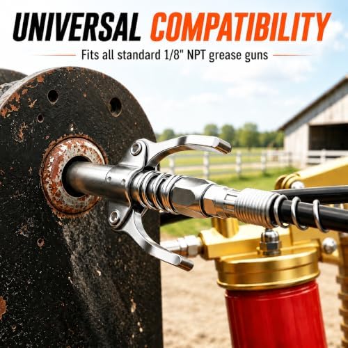 6-Piece Grease Gun Accessory Kit with Quick Release Coupler & Flexible Hose