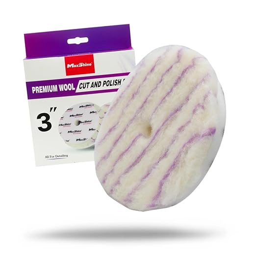 Maxshine 3" Premium Wool Cut & Polish Pad – 100% Natural Wool Cutting & Polishing Pad with Hook & Loop Backing – Professional Pad for Paint Correction, Heavy Defect Removal & High-Gloss Finishing
