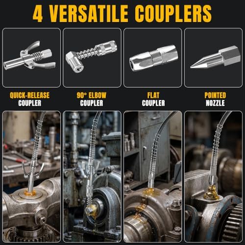 Cordless Grease Gun Compatible with DeWalt 20V Battery, 12000PSI Electric Grease Gun Kit, Dual Pistol & in-Line Grip, Grease Gun with 39" Hose & 4 Couplers (Tool Only)