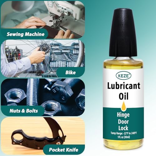 Keze Squeaky Door Hinge Lubricant Knife Pivot Oil for Door Hinge Oil for Lock Scissors Watch Keyhole Knife Lube Synthetic Pocket Knife Lubricant with Needle Oiler 1 oz, 2 Pcs