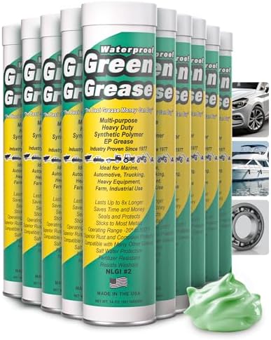 14oz Ultra Heavy Duty Green Grease Tube for Grease Gun - USA Made (10 Pack)