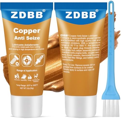 ZDBB Anti-Seize Lubricant Copper Antiseize Grease High Temp Spark Plug Anti Seize Compound Copper Grease for Automotive, Bolts and Nuts Prevents Rust, Corrosion, Seizing,1oz (2-Pack)