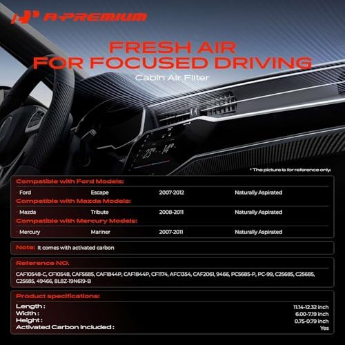 A-Premium Cabin Air Filter w/Activated Carbon Compatible with Ford, Mazda
