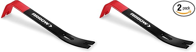 ARROW 12" Pry Bar & Nail Puller Heavy-Duty Carbon Steel, Flat Bar Crowbar with Rust-Resistant Forged Design - Multi-Purpose Tool for Prying, Lifting, Scraping (Pack of 2)