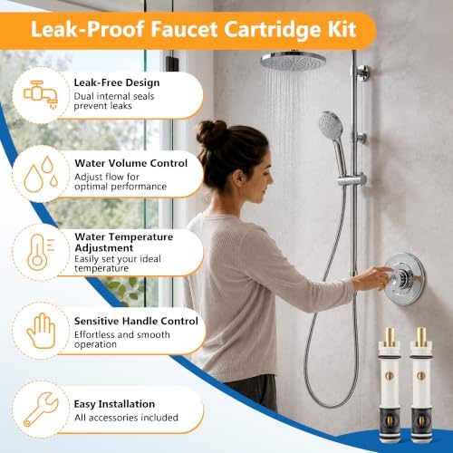 2 Pack Shower Cartridge Compatible with Moen 1225 1225B, Plastic