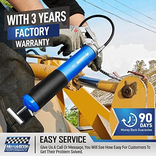 Professional Pistol Grip Grease Gun, 27" Reinforced Flex Long Hose 6000PSI