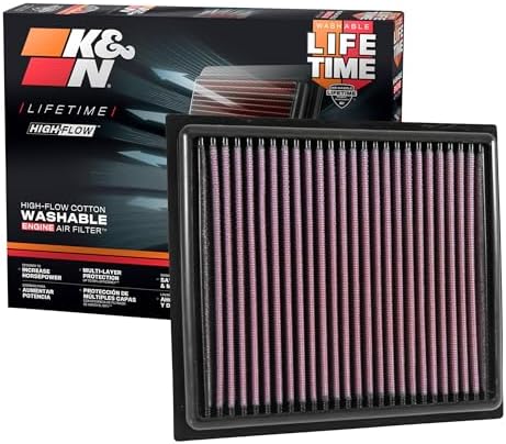 K&N High-Flow Original Lifetime Engine Air Filter: Increase Power: Premium, Washable: Compatible with 2014-2025 Alfa Romeo/Fiat/Jeep/Ram: Tonale, 500, Toro, Compass, Renegade, Promaster, 33-5034
