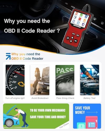 MOTOPOWER MP69033 Pro OBD2 Scanner Code Reader Check Engine Fault Light Diagnostic Scan Tool with Battery Tester