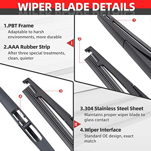 Replacement for Nissan Xterra 2005-2015, Rear Windshield Back Wiper Arm blade Set - OTUAYAUTO Factory OEM Replacement 28781-EA000