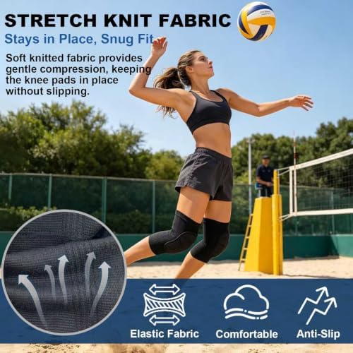 Knee Pads for Work Men Women, Thick Foam Soft Knee Sleeve, Black XL, 1 Pair