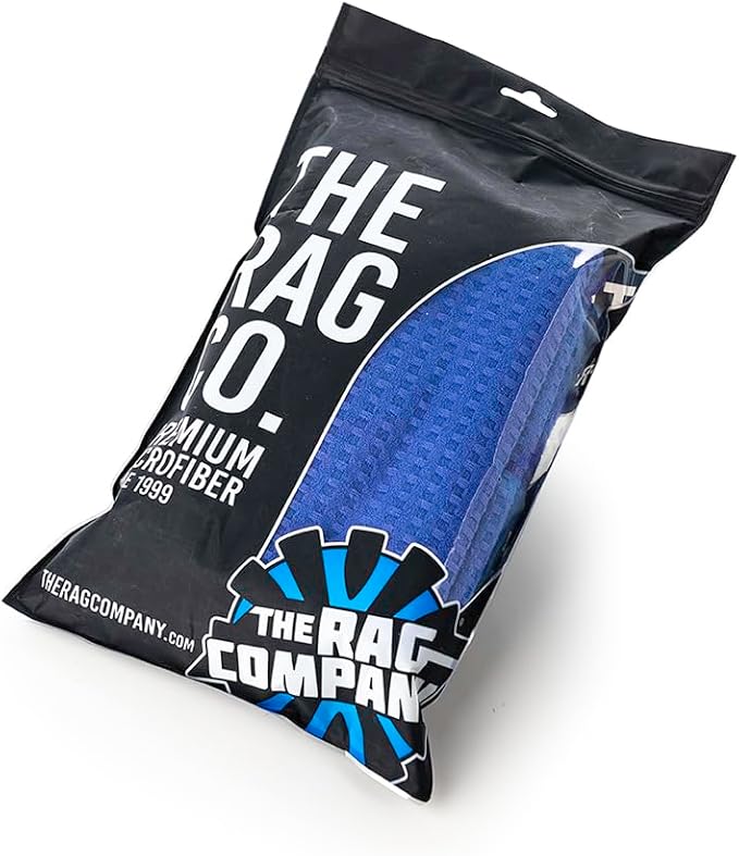 The Rag Company - Dry Me A River - Professional Korean 70/30 Blend, Microfiber Waffle-Weave, Drying & Detailing Towels, Soft Suede Edges, 390gsm, 16in x 24in, Royal Blue (3-Pack)
