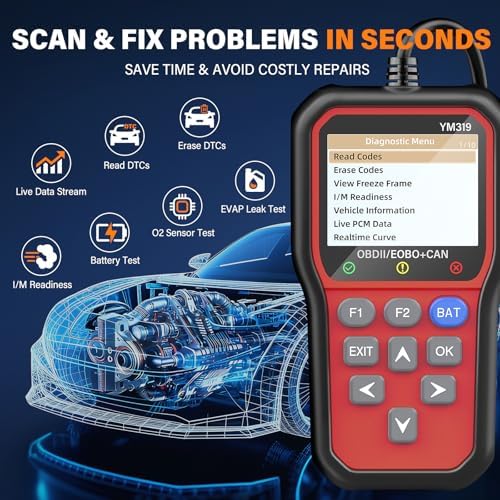 BluSon YM319 OBD2 Scanner Diagnostic Tool with Battery Tester, Scan Tool