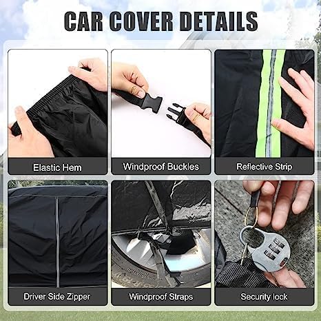 Waterproof Truck Cover Compatible with 1972-1993 Dodge Ram D/W Series D100/150/200/250/300 Standard Cab Long 8ft Bed, 420D All Weather Truck Covers with Zipper Door for Snow Rain Protection