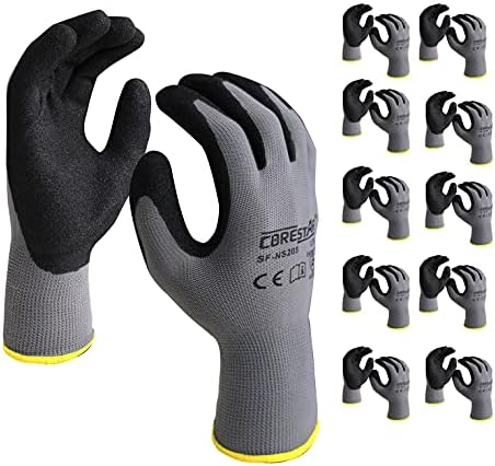 Corestar Safety Work Gloves Sandy MicroFoam Nitrile Palm Coated Seamless Nylon Micro-Foam Gloves