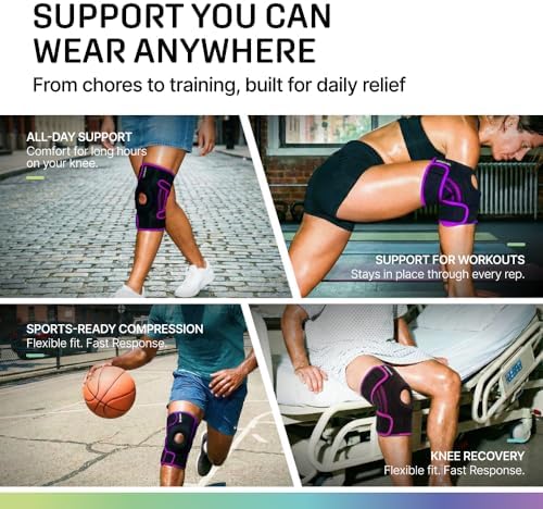 Modvel Knee Brace with Side Stabilizers & Patella Gel Pads for Pain Relief and Joint Support Breathable, Non-Slip Compression Sleeve for Men & Women, Arthritis, Meniscus, ACL Recovery