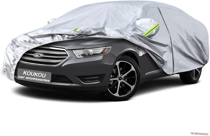 Koukou 6 Layers Car Cover Custom Fit Ford Taurus from 1986 to 2025, Waterproof All Weather for Automobiles, Sun Rain Dust Snow Protection. (Ships from US Warehouse, Arrive Within 3-7 Days)