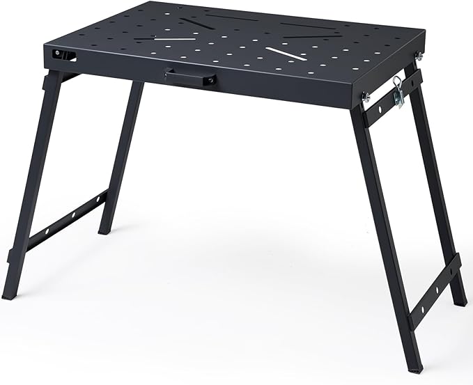 OLBRUS Welding Table Foldable Work Bench, Folding Workbench,1000LBS Capacity Heavy-Duty Welding Workbench with Fixture Holes, Foldable Steel Work Bench for Welding, Assembly & Repair