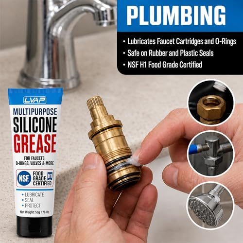 LVAP Food Grade Silicone Grease for O-Rings, Faucets & Plumbing - NSF H1 Waterproof Silicone Lubricant for Pool & Spa, KitchenAid Stand Mixer, RV Seals & Valves - Silicone Paste 50g