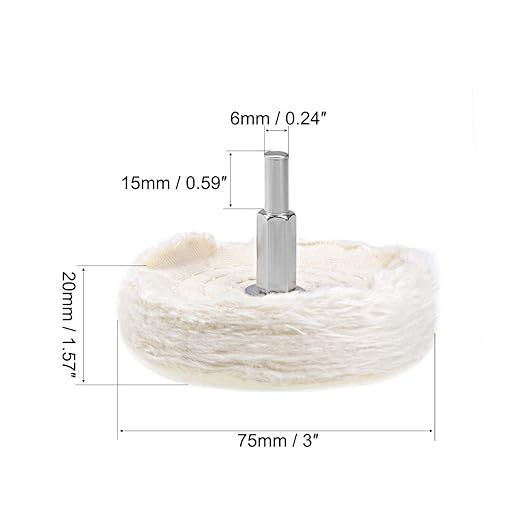 uxcell 3-Inch Buffing Polishing Pad Wheel Cotton with 1/4-inch Handle for Manifold Aluminum Stainless Steel Chrome 4 Pcs