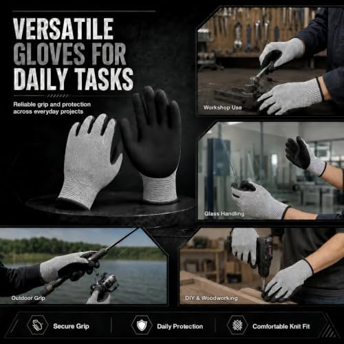 Level 5 Cut Resistant Work Gloves, Sandy Nitrile Grip, 1 Pair