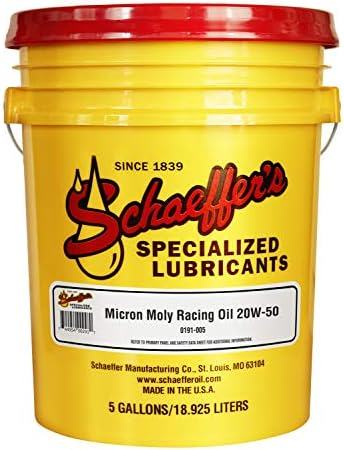 Schaeffer Manufacturing Co. 0191-005 Micron Moly Racing Engine Oil 20W-50, 5-Gal Pail