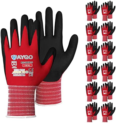 KAYGO Safety Work Gloves, MicroFoam Nitrile Coated, Men Women,KG18N