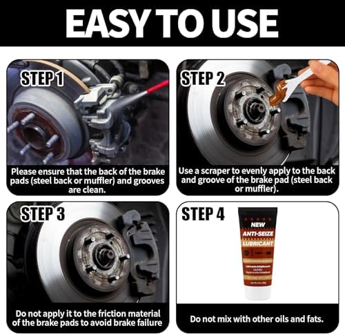 Copper Anti-Seize Brake Caliper Grease & Thread Lubricant - High Temp Copper Antiseize Compound Prevents Noise, Seizes - Use for Brake Pins, Bolts, Spark Plugs, Automotive Application - 1oz Tube 1Pack
