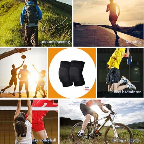 Anti slip sponge, soft and breathable men's, women's, girls', and children's black knee pads suitable for sports scenes such as volleyball, football, dance, yoga, wrestling, running, cycling, etc (Black, X-Small)