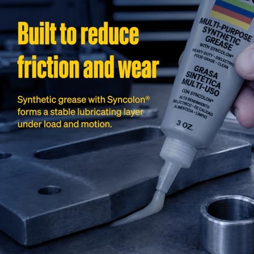 Super Lube Multi-Purpose Synthetic Grease w/ Syncolon - High Temperature, Water & Corrosion Resistant Grease - Workshop & Industrial Use - Food Grade - Translucent White - Tube - 3 oz (21030)
