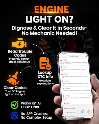 ANCEL BD330 BMW OBD2 Scanner for BMW, MINI, and Rolls-Royce Vehicles, ABS Full-System Diagnostic Scan Tool, Battery Registration/BAT Check, EPB/Oil/Throttle Reset, 3-in-1 Bluetooth/Wired/HUD- Black