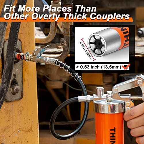 THINKWORK Grease Gun Coupler Set with 90° Grease Coupler Adaptor
