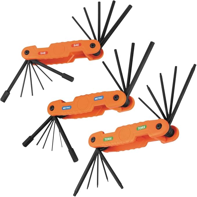Klein Tools 70553 31-Piece Pro Folding Hex Key Set with Klein Tools 32500HDRT 11-in-1 Ratcheting Impact Rated Screwdriver/Nut Driver