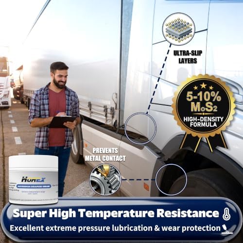 Automotive Moly Grease 5% Heavy Duty Lubricant 1.76oz Molybdenum Disulfide Lithium Lubricating High Temp Anti Seize for Tractor Truck Wheel Bearing Axle Ball CV Joint Automotive Machines 50g