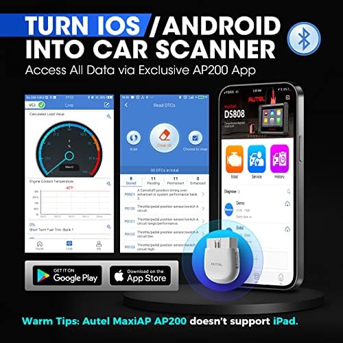 Autel MaxiAP AP200 OBD2 Scanner Bluetooth, Wireless OBD II Diagnostic Tool