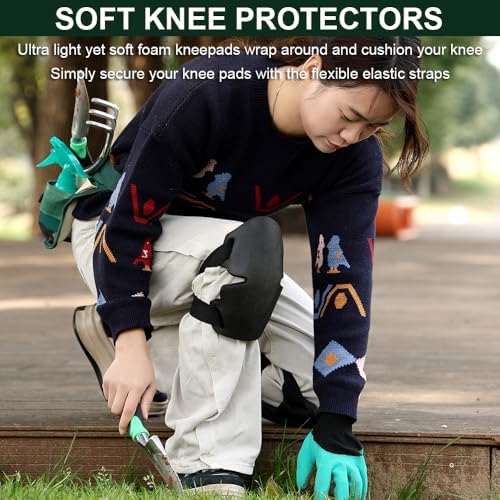 SUJAYU Gardening Knee Pads for Women, Soft Foam Knee Pads for Men Construction, Work Knee Pad for Women Men, Rodilleras Para Roofing Rodilleras Para Trabajo (Green)