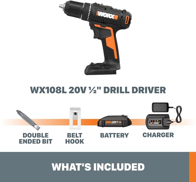 Worx WX108L 20V 1/2" Cordless Drill Driver Power Share - (Batteries & Charger Included)