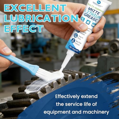 White Lithium Grease Multi-Purpose Lubricant, Long-Lasting Waterproof & Rust Preventive Grease, High Load Protection for Automotive, Marine, Industrial & Household Use, 3 oz / 85g