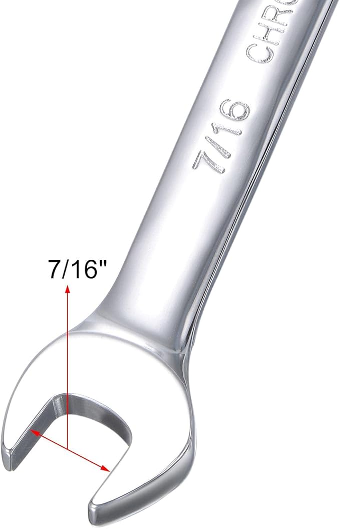 uxcell 7/16 Inch Ratcheting Combination Wrench SAE 72 Teeth 12 Point Ratchet Box Ended Spanner Tools, Cr-V