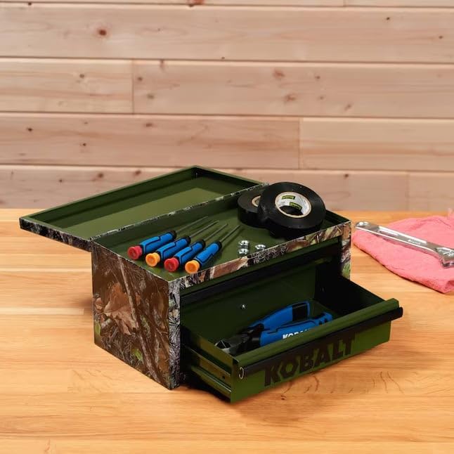 Mini 2-Drawer Steel Tool Box Green Camo