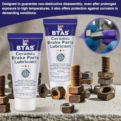 BTAS High Temp Ceramic Brake Caliper Grease for Sliding Pin & Pad 1oz 2pcs