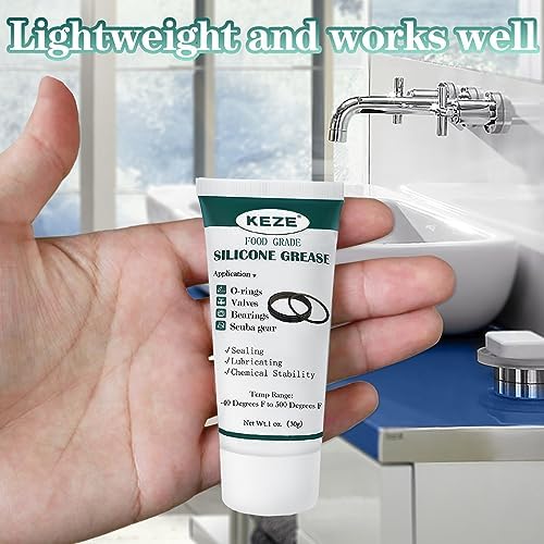 KEZE Silicone Grease Waterproof Food Grade Silicone Sealant Lubricant for Plumbers Valve Faucet O Rings 1 oz 3-Pack