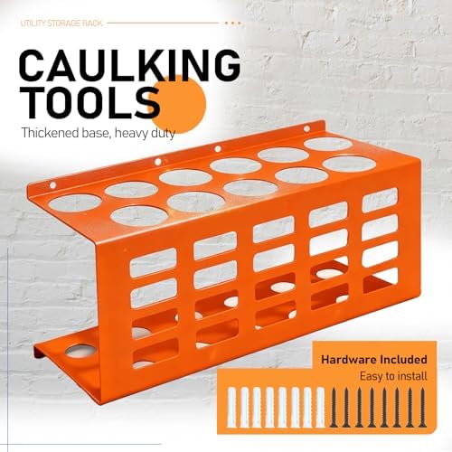2 Pack Metal Wall Mount Caulking Tube Holder Rack, Orange