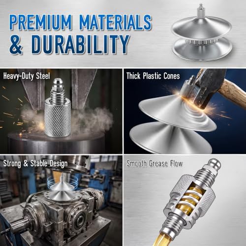 Bearing Packer, Wheel Bearing Grease Packer Tool, Fast & Mess Free Greasing, Heavy Duty Design, Fits Automotive, Trailer, ATV & Mower Bearings(Metal,Canister Style)