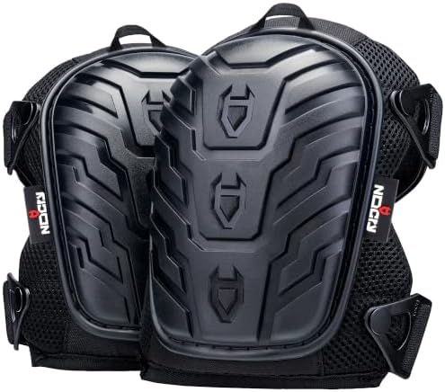 NoCry Professional Gel Knee Pads for Work with Soft Foam and Gel Cushion — Heavy Duty Cap, Reinforced Adjustable Straps, Military Grade Rivets and Built-in Hang Loops — Perfect for Construction