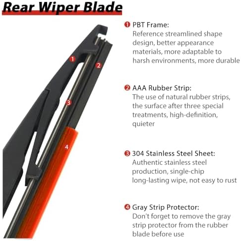 OTUAYAUTO Rear Windshield Wiper Replacement for Kia Sportage 2017-2022, Carens 2013-2019, Hyundai I10 2013-2022 Back Window Wiper Blade Arm Cover Kits Accessories Assembly