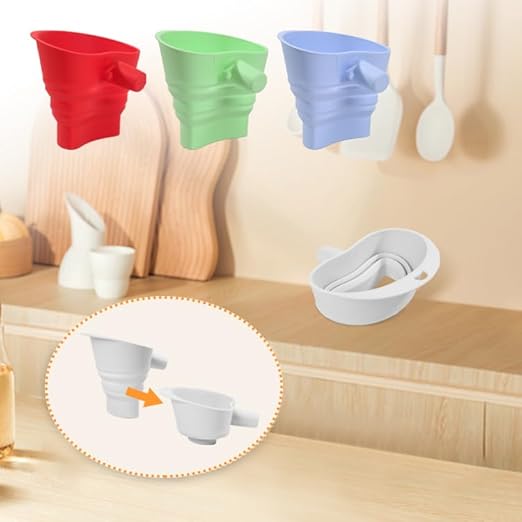 Flour Funnel for Kitchen Aid&Cream Scraper Set, Silicone Food-Grade | Stand Mixer | Leak-Proof Large Capacity Collapsible Design (red, Extended * 1 + Cream Scraper Set)